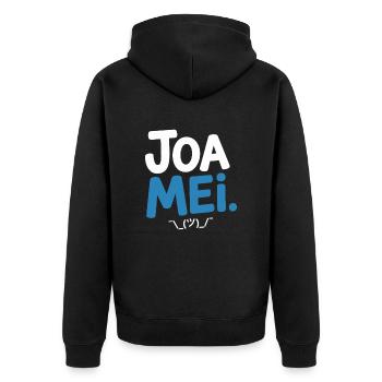 Joa Mei Bayerischer Sarkasmus Dialekt Egal Bayern - Unisex Premium Bio Zip Hoodie - Schwarz - Hinten - Nico (187cm)
