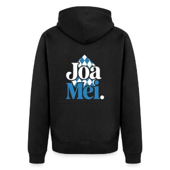 Joa Mei Bayerischer Sarkasmus Dialekt Egal Bayern - Unisex Premium Bio Zip Hoodie - Schwarz - Hinten - Nico (187cm)