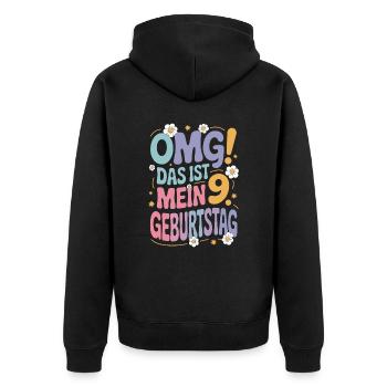 9. Geburtstag Mädchen Das Ist Mein 9. Geburtstag - Unisex Premium Bio Zip Hoodie - Schwarz - Hinten - Nico (187cm)