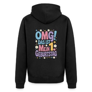 1. Geburtstag Mädchen Das Ist Mein 1. Geburtstag - Unisex Premium Bio Zip Hoodie - Schwarz - Hinten - Nico (187cm)