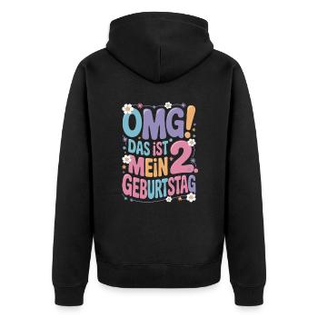 2. Geburtstag Mädchen Das Ist Mein 2. Geburtstag - Unisex Premium Bio Zip Hoodie - Schwarz - Hinten - Nico (187cm)