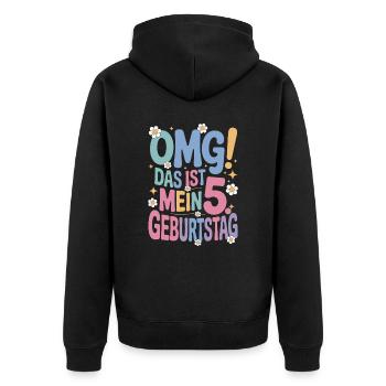 5. Geburtstag Mädchen Das Ist Mein 5. Geburtstag - Unisex Premium Bio Zip Hoodie - Schwarz - Hinten - Nico (187cm)