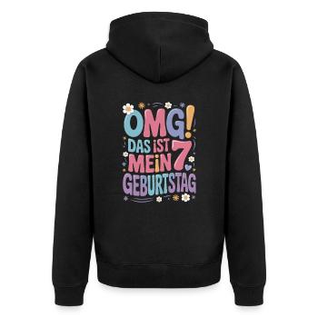 7. Geburtstag Mädchen Das Ist Mein 7. Geburtstag - Unisex Premium Bio Zip Hoodie - Schwarz - Hinten - Nico (187cm)