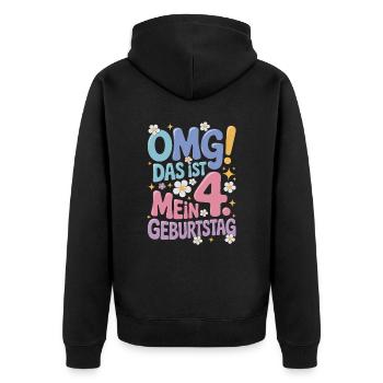 4. Geburtstag Mädchen Das Ist Mein 4. Geburtstag - Unisex Premium Bio Zip Hoodie - Schwarz - Hinten - Nico (187cm)