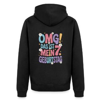7. Geburtstag Mädchen Das Ist Mein 7. Geburtstag - Unisex Premium Bio Zip Hoodie - Schwarz - Hinten - Nico (187cm)