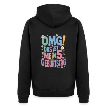 5. Geburtstag Mädchen Das Ist Mein 5. Geburtstag - Unisex Premium Bio Zip Hoodie - Schwarz - Hinten - Nico (187cm)