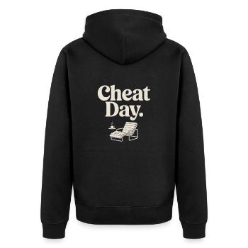 Cheat Day Fitness Enjoyment Break Training Workout - Unisex Premium Organic Zip Hoodie - black - Back - Nico (187cm)