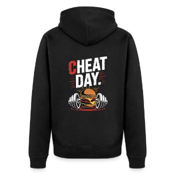 Cheat Day Fitness Enjoyment Break Training Workout - Unisex Premium Organic Zip Hoodie - black - Back - Nico (187cm)