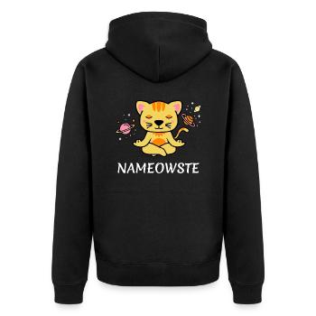 Zen Yoga Katze Raum Meditation Sporttraining - Unisex Premium Bio Zip Hoodie - Schwarz - Hinten - Nico (187cm)