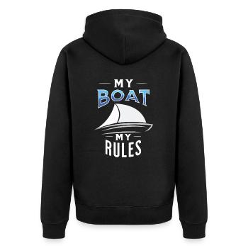 my boat my rules shirt for sailors and skippers - Unisex Premium Organic Zip Hoodie - black - Back - Nico (187cm)