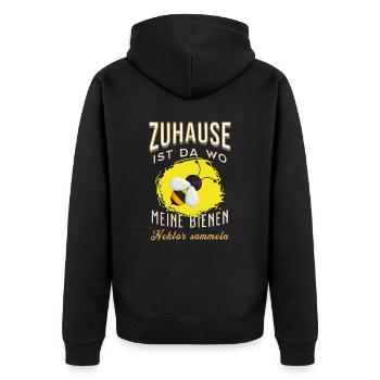 Zuhause ist da wo meine Bienen.. T-Shirt Imker - Unisex Premium Bio Zip Hoodie - Schwarz - Hinten - Nico (187cm)