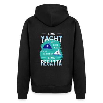 yacht segeln segler segelboot regatta skipper boot - Unisex Premium Bio Zip Hoodie - Schwarz - Hinten - Nico (187cm)