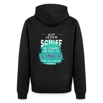 Segeln Segelboot Segler Boot Skipper Geschenk - Unisex Premium Bio Zip Hoodie - Schwarz - Hinten - Nico (187cm)