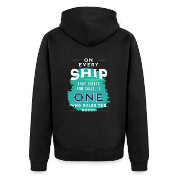 sail boat sailor skipper command captain gift - Unisex Premium Organic Zip Hoodie - black - Back - Nico (187cm)