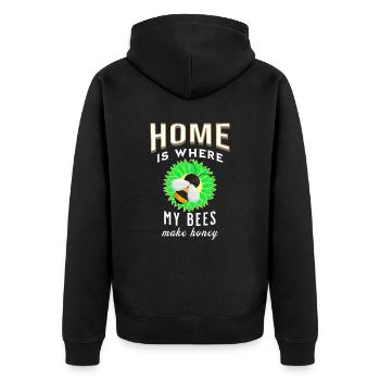 Zuhause ist wo meine Bienen Honig machen Zuhause - Unisex Premium Bio Zip Hoodie - Schwarz - Hinten - Nico (187cm)