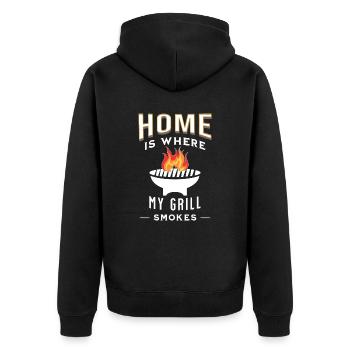 La maison est l’endroit où mon gril fume FUN T-Shirt - Veste à capuche bio Premium Unisexe - noir - Dos - Nico (187cm)