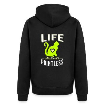 vert une vie sans chat est inutile chats - Veste à capuche bio Premium Unisexe - noir - Dos - Nico (187cm)