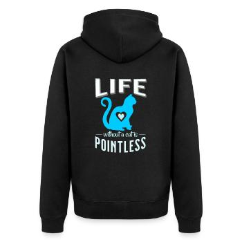 bleu une vie sans chat est inutile chats - Veste à capuche bio Premium Unisexe - noir - Dos - Nico (187cm)