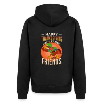 Happy Thanksgiving mit Family Truthahn Football - Unisex Premium Bio Zip Hoodie - Schwarz - Hinten - Nico (187cm)