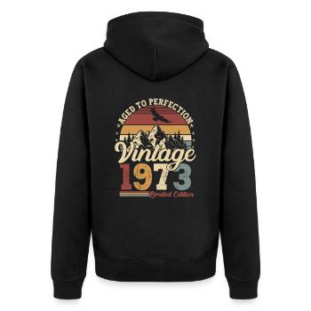 1973 Né vintage 50 anniversaire - Veste à capuche bio Premium Unisexe - noir - Dos - Nico (187cm)