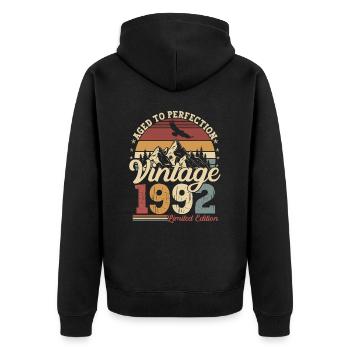 1992 Naissance vintage anniversaire - Veste à capuche bio Premium Unisexe - noir - Dos - Nico (187cm)