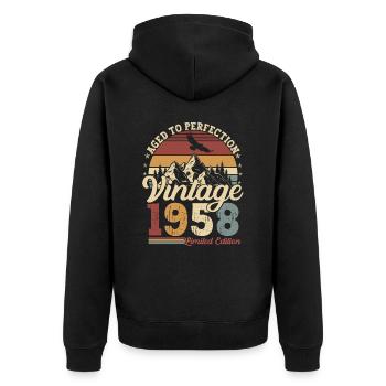 1958 Born vintage 65 birthday - Unisex Premium Organic Zip Hoodie - black - Back - Nico (187cm)