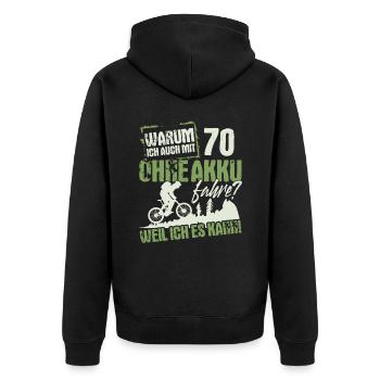 70 Geburtstag Mountainbiker 70 Jahre - Unisex Premium Bio Zip Hoodie - Schwarz - Hinten - Nico (187cm)
