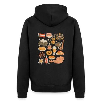 Austria - Unisex Premium Organic Zip Hoodie - black - Back - Nico (187cm)