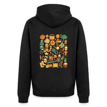 Autumn - Unisex Premium Organic Zip Hoodie - black - Back - Nico (187cm)