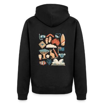 Australien - Unisex Premium Bio Zip Hoodie - Schwarz - Hinten - Nico (187cm)