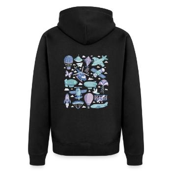 Aviation - Helicopter, Airplane, UFO - Unisex Premium Organic Zip Hoodie - black - Back - Nico (187cm)