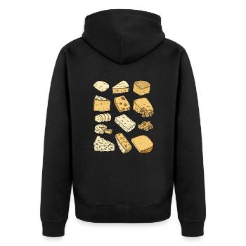 Käse (Parmesan, Gouda, Gorgonzola, Camember) - Unisex Premium Bio Zip Hoodie - Schwarz - Hinten - Nico (187cm)