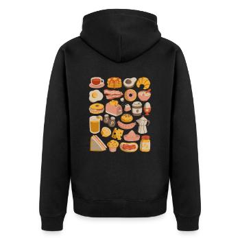 Frühstück & Brunch - Unisex Premium Bio Zip Hoodie - Schwarz - Hinten - Nico (187cm)
