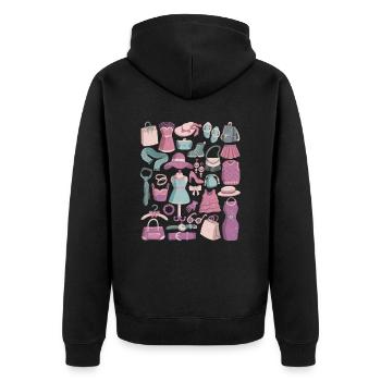 Boutique, Fashion, Shopping & Mode - Unisex Premium Bio Zip Hoodie - Schwarz - Hinten - Nico (187cm)