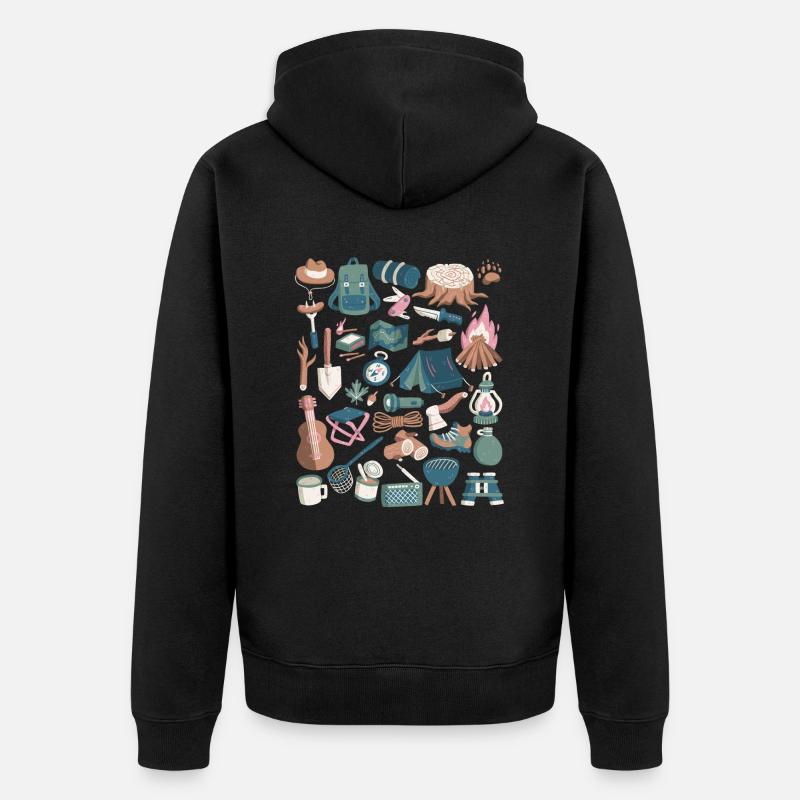 Camping - Unisex Premium Bio Zip Hoodie - Schwarz
