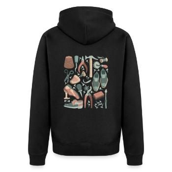 Schuster, Schuhmacher - Leisten, Werkzeug - Unisex Premium Bio Zip Hoodie - Schwarz - Hinten - Nico (187cm)