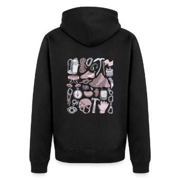 Klettern und Bergsteigen - Unisex Premium Bio Zip Hoodie - Schwarz - Hinten - Nico (187cm)