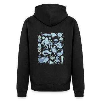 Poisson d’eau profonde Poulpe Poisson-grenouille Poisson-lanterne - Veste à capuche bio Premium Unisexe - noir - Dos - Nico (187cm)