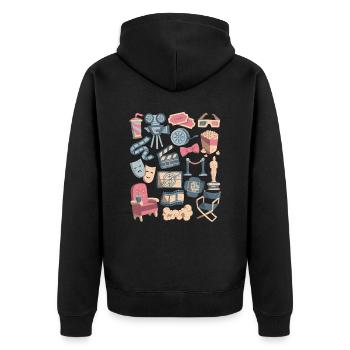 Cinéma - Films, Écran, Popcorn - Veste à capuche bio Premium Unisexe - noir - Dos - Nico (187cm)