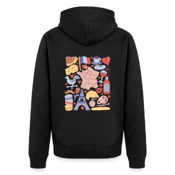 Frankreich Paris Europa Eiffelturm Liebe - Unisex Premium Bio Zip Hoodie - Schwarz - Hinten - Nico (187cm)