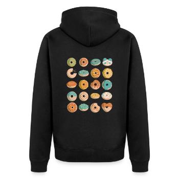 Donuts - Unisex Premium Bio Zip Hoodie - Schwarz - Hinten - Nico (187cm)