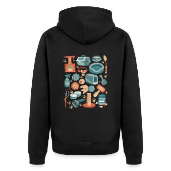 Katzen Doodles - Katzenpflege - Katzenbesitzer - Unisex Premium Bio Zip Hoodie - Schwarz - Hinten - Nico (187cm)