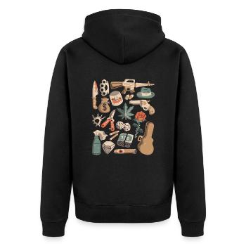 Mafia, crimes, gangsters, protection money, drug trafficking - Unisex Premium Organic Zip Hoodie - black - Back - Nico (187cm)
