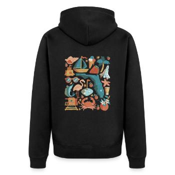 Florida Doodles États-Unis Miami Orlando Amérique - Veste à capuche bio Premium Unisexe - noir - Dos - Nico (187cm)