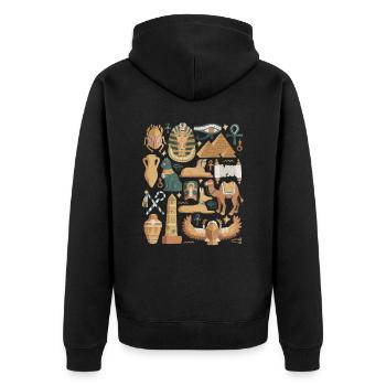 Egypte Doodles Pyramide Pharaon Sphinx Le Caire - Veste à capuche bio Premium Unisexe - noir - Dos - Nico (187cm)