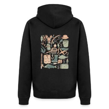 Pêche Doodles Poisson Pêcheurs Appâts Pêche Crochet - Veste à capuche bio Premium Unisexe - noir - Dos - Nico (187cm)