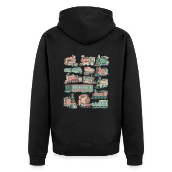 Train Doodles Locomotive Railway Locomotive Tracks Railway - Unisex Premium Organic Zip Hoodie - black - Back - Nico (187cm)