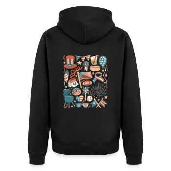 USA 4th of July Independence Day Amerika - Unisex Premium Bio Zip Hoodie - Schwarz - Hinten - Nico (187cm)