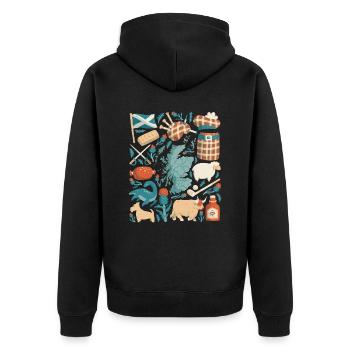 Schottland - Unisex Premium Bio Zip Hoodie - Schwarz - Hinten - Nico (187cm)