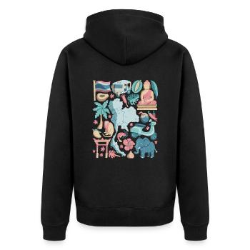 Thailand - Unisex Premium Bio Zip Hoodie - Schwarz - Hinten - Nico (187cm)